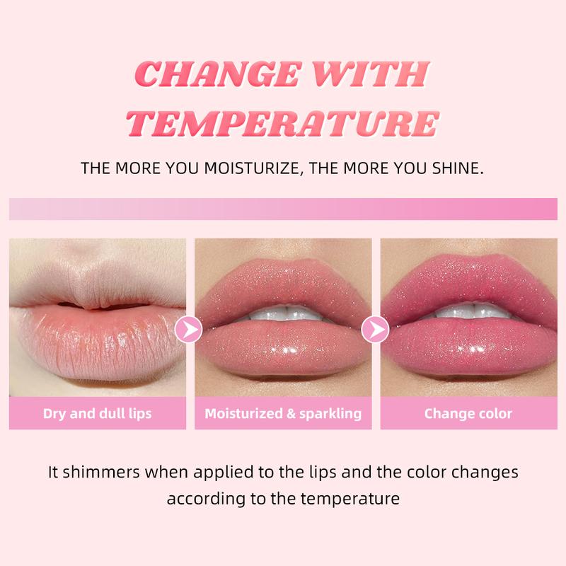 Beauty Glazed Color Changing Moisturizing Lip Glow Oil,Plumping Glimmer Big Brush Color Changing Lip Oil,Long Lasting Nourishing Lip Glow Oil Non sticky Fresh Texture Lip Gloss Lip Balm