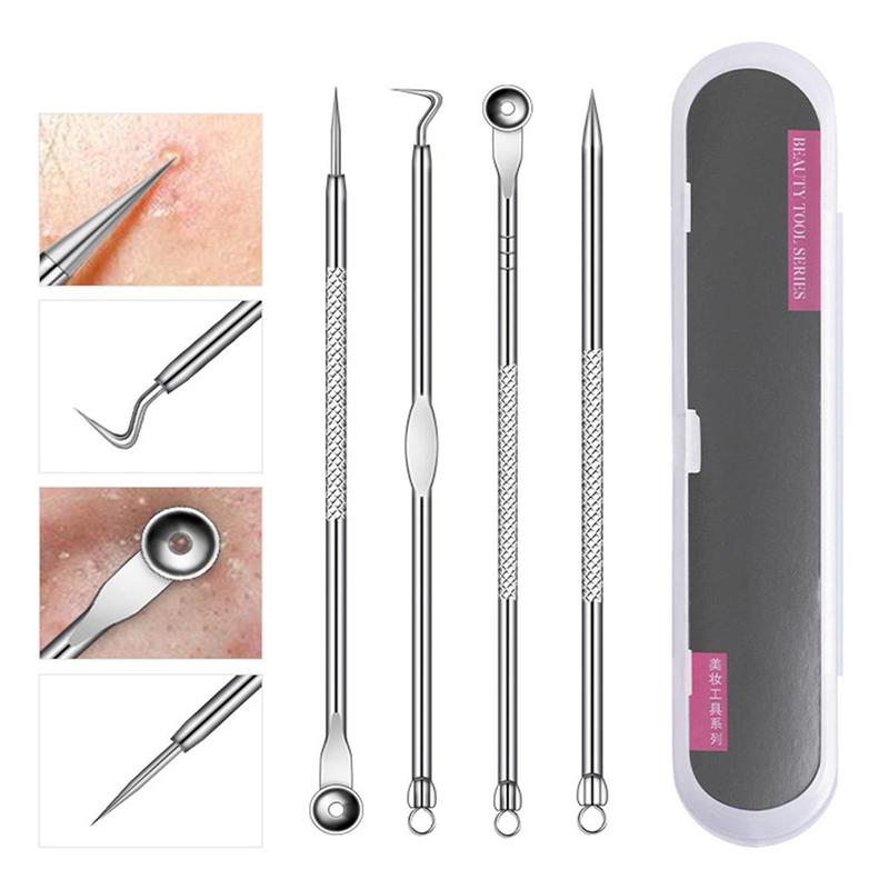 4pcs set Stainless Steel Acne Needle Set With Storage Case, Pimple Popper Tool Kit, Blackhead Remover Tool