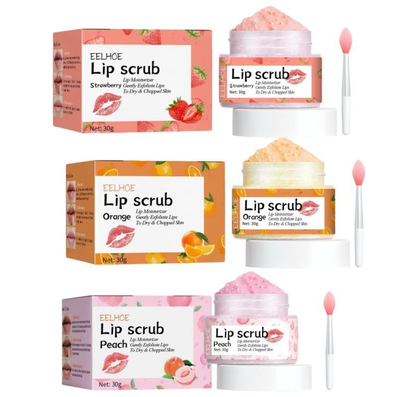 Fruity Lip Scrub, 3 Counts set Moisturizing Lip Scrub for Women & Girls, Exfoliating Lip Care Product for Dry and Cracked Lips