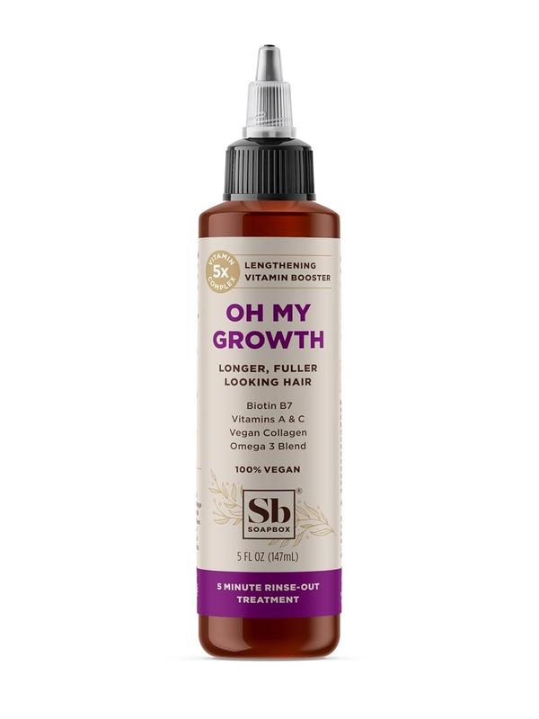 Soapbox Oh My Growth, Lengthening Vitamin Booster Treatment for All Hair Types with Biotin, Vegan Collagen & Vitamins A & C, Paraben & Cruelty Free, For Thicker, Fuller Hair for Men & Women (5 oz)