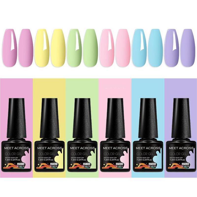 Macaron Color Solid Color Gel Nail Polish Set, 6 Counts set UV LED Soak Off Gel Nail Polish, Nail Art & Nail Polish for Women & Girls, Christmas Gift