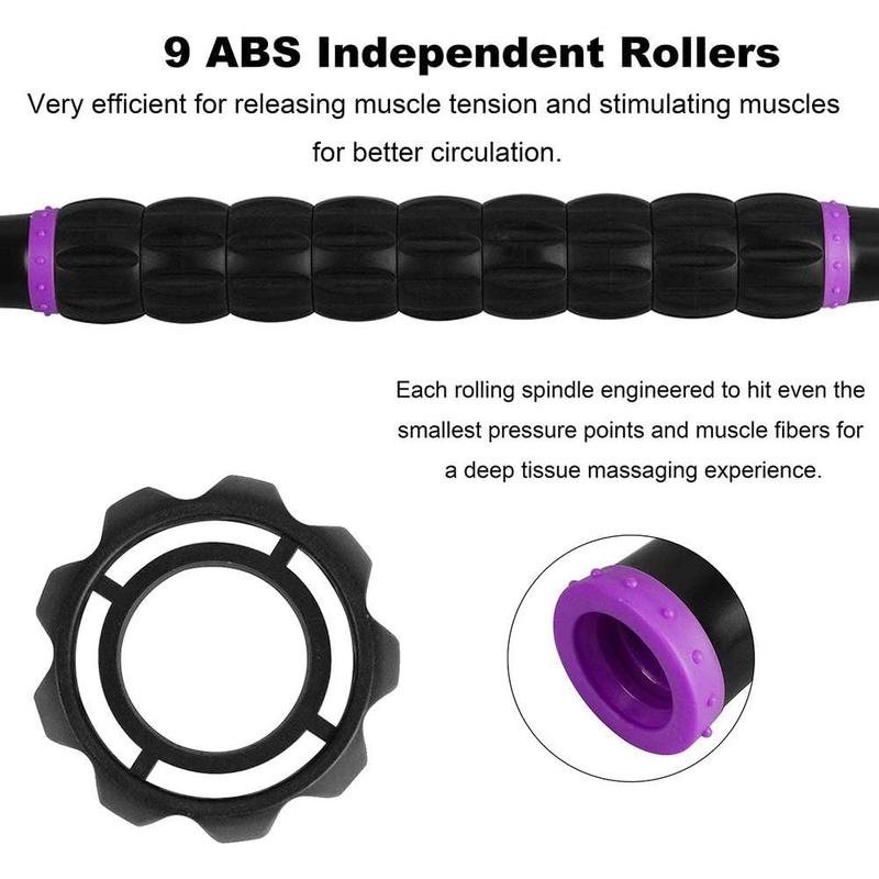 Muscle Roller Stick for Athletes - Body Massage Roller Stick - Release Myofascial Trigger Points Reduce Muscle Soreness Tightness Leg Cramps & Back Pain for Physical Therapy & Recovery (Purple)