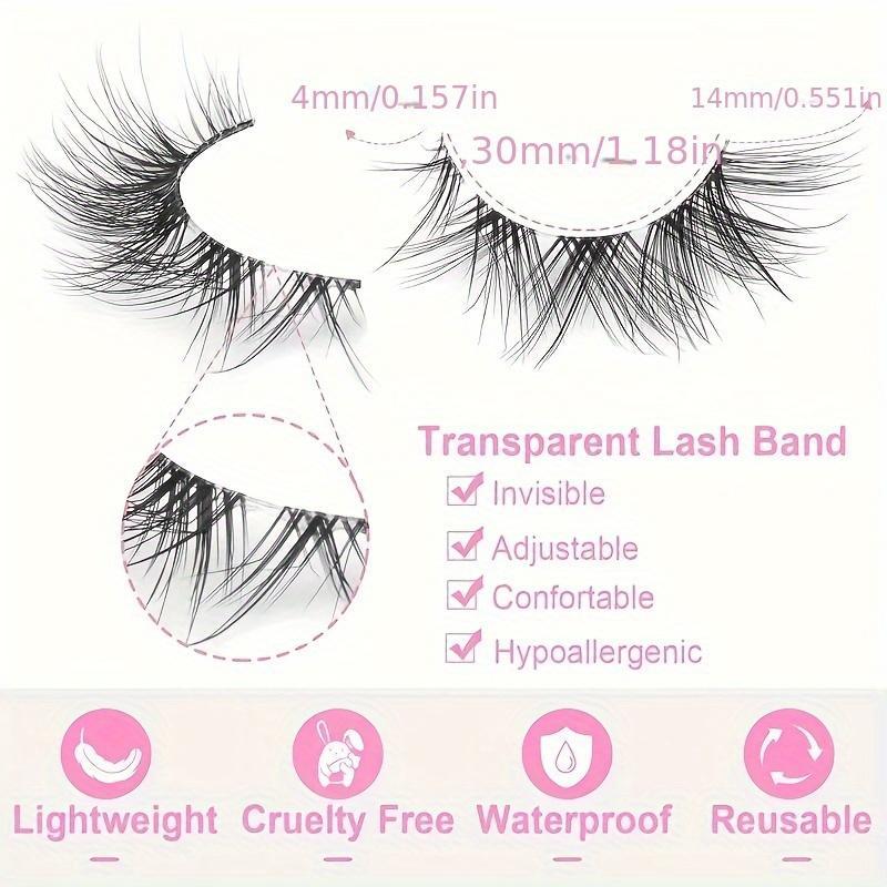 Natural False Eyelashes (10 Pairs), Wispy Cat Eye Faux Cluster Lashes, Volumized False Eyelashes for Women and Girls Eye Makeup Enhancement, Christmas Gift