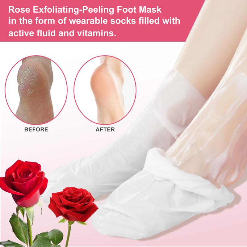 Aliver Foot Peel Mask, 5 Pack of Skin Exfoliating Foot Masks for Dry, Cracked Feet, Callus, Hydrating, Moisture & Silky (Rose Scent)