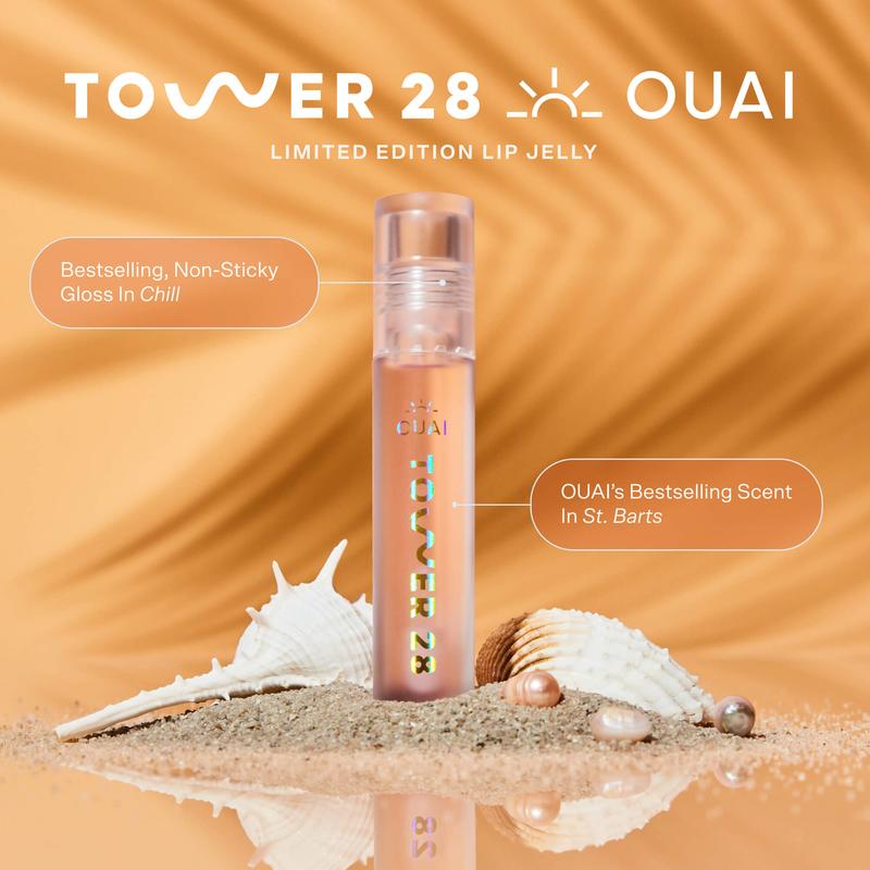 OUAI x Tower 28 Lip Jelly - Chill In St. Barts Scent, Gloss and Balm Hybrid