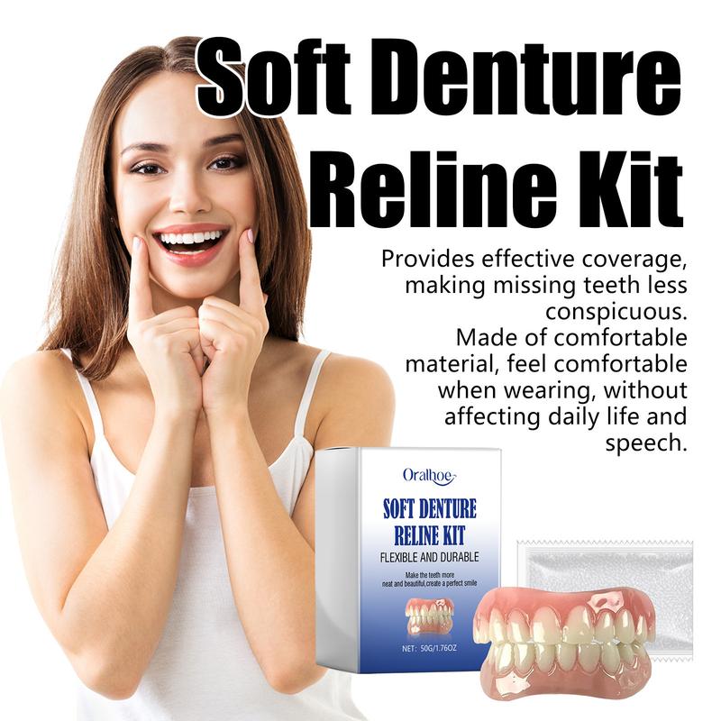 Upper and Lower Veneer Dentures Set with Teeth Glues Natural Fake Teeth Instant on Smile Comfort Fit for Women and Men Fix Your Smile at Home Within Minutes Oral Silicone Daily