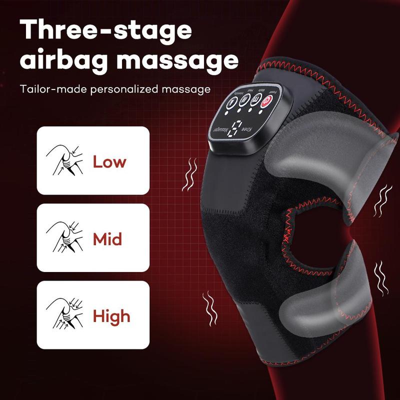 3 Speed Adjustable Knee Massager, Airbag Hot Compress Knee Massage Tool, Professional Leg Massager for Home & Travel