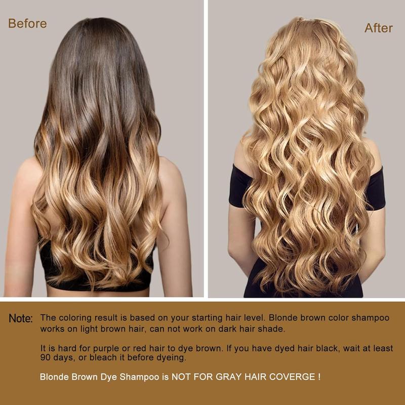 Blonde Brown Hair Dye 16.9 Fl Oz, Argan Oil Blonde Brown Hair Shampoo, 3 in 1 Hair Dye Shampoo, Easy To Use, Semi-Permanent  Color Shampoo, Haircare