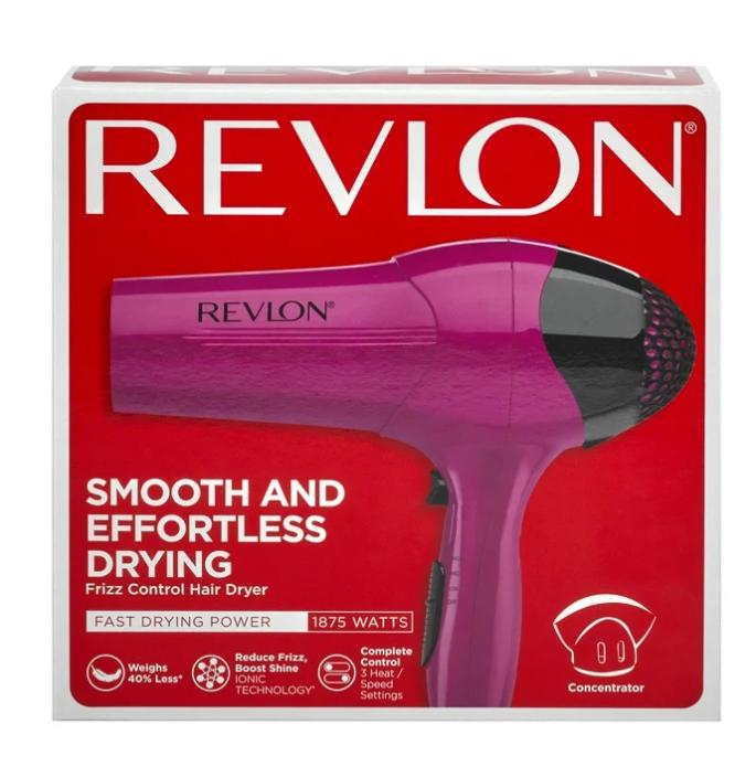 Revlon 1875W Ionic Hair Dryer, Berry-Secador de pelo iónico Revlon 1875W, color baya Smooth