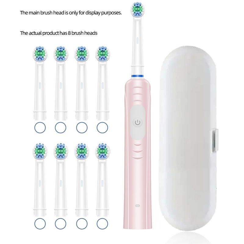 Electric Toothbrush Set,1 Set Rechargeable Toothbrush with 8 Counts Replacement Brush Heads & 1 Count Travel Case, Oral Care Product for Adults