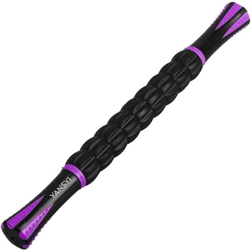 Muscle Roller Stick for Athletes - Body Massage Roller Stick - Release Myofascial Trigger Points Reduce Muscle Soreness Tightness Leg Cramps & Back Pain for Physical Therapy & Recovery (Purple)