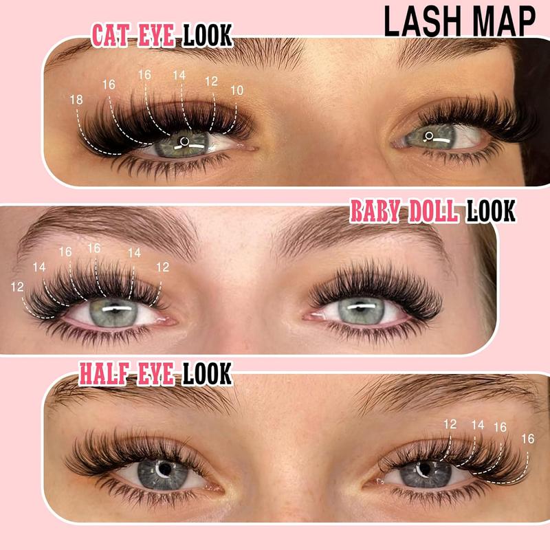 Lash Extension Kit Wispy Eyelash Clusters Kit Natural C Curl Fluffy Cluster Eyelash Extensions Individual Lashes Kit with Bottom Lash Clusters Waterproof Bond and Seal Tweezers DIY at Home