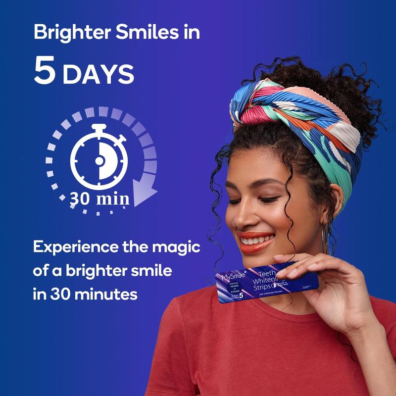 MySmile Advanced Teeth Whitening Strips - Non-Sensitive Formulated 5X Plus Whitening Results, Safe for Enamel - 10 Whitening Strips Removes Years of Stains Black Friday Christmas Deal Result may vary