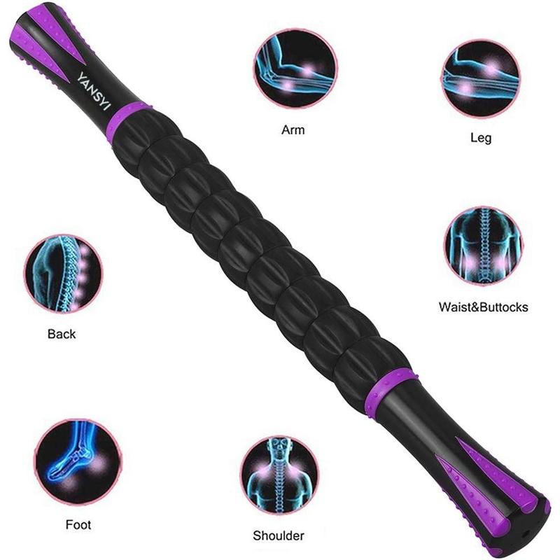 Muscle Roller Stick for Athletes - Body Massage Roller Stick - Release Myofascial Trigger Points Reduce Muscle Soreness Tightness Leg Cramps & Back Pain for Physical Therapy & Recovery (Purple)