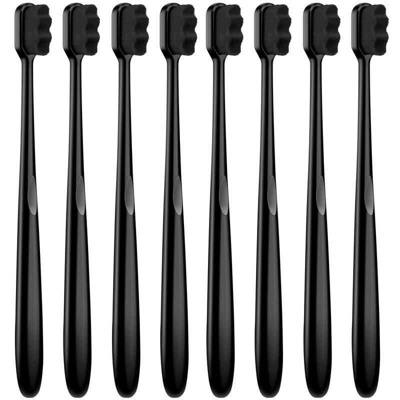 8 Pieces Soft Toothbrush Micro Nano Extra Soft Bristles Manual Soft Toothbrush with 20, 000 Bristles for Teeth Oral Gum Adults(Black with Black Bristle)