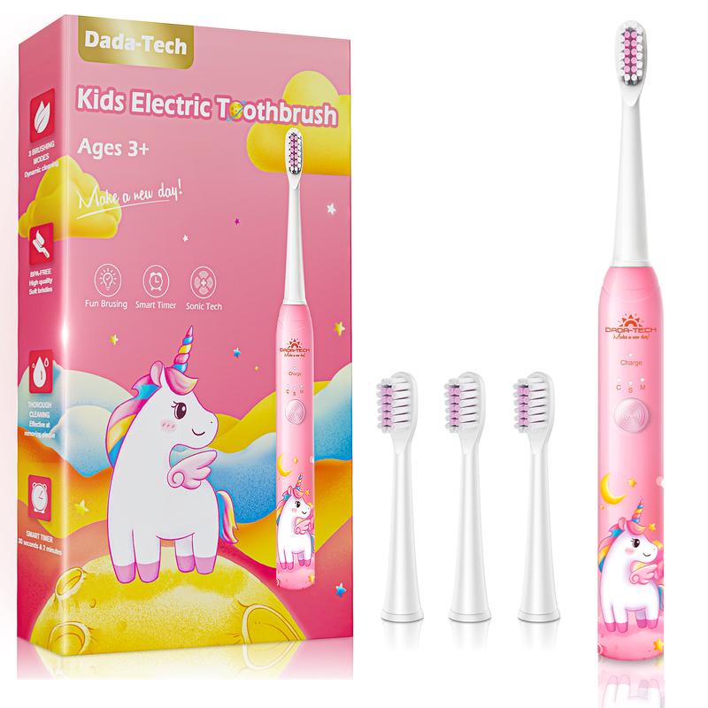 Dada-Tech Kids Electric Toothbrush 3-5-6-12 Rechargeable Electric Toothbrush with Timer 3 Modes Habit-Forming Stickers 31000VPM Power Kids Sonic Toothbrush electric toothbrush