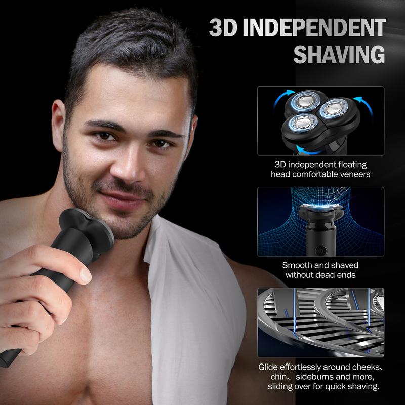 Sejoy Men's Electric Shaver, 3D Electric Razor Cordless Rechargeable Face Beard Trimmer, LCD Indicator, for Home Travel Gift Waterproof Facial