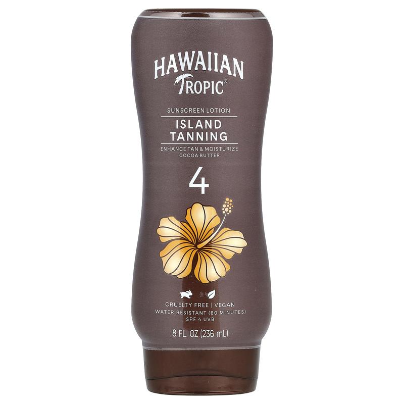 Hawaiian Tropic Island Tanning, Sunscreen Lotion, Cocoa Butter, SPF 4, 8 fl oz (236 ml)