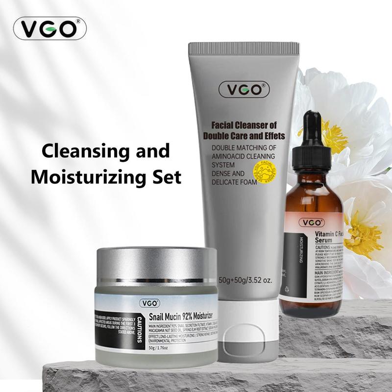 VGO Vitamin C Serum Moisturizer and Facial Cleanser Set Cleansing Moisturizing Suitable for sensitive skin-Live Skincare Radiance