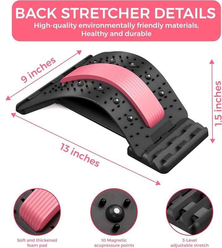 Back Stretcher, 3 Level Adjustable Back Cracker, Back Stretcher for Lower Back Pain, Spinal Decompression Back Stretcher for Adults, Sciatica Pain Back Cracking Device