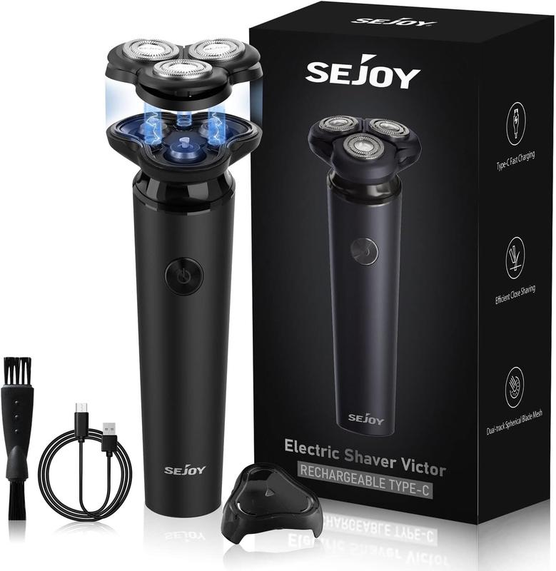 Sejoy Men's Electric Shaver, 3D Electric Razor Cordless Rechargeable Face Beard Trimmer, LCD Indicator, for Home Travel Gift Waterproof Facial