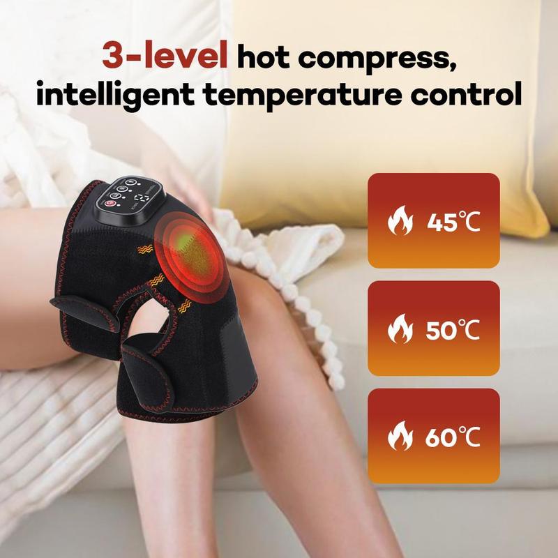 3 Speed Adjustable Knee Massager, Airbag Hot Compress Knee Massage Tool, Professional Leg Massager for Home & Travel