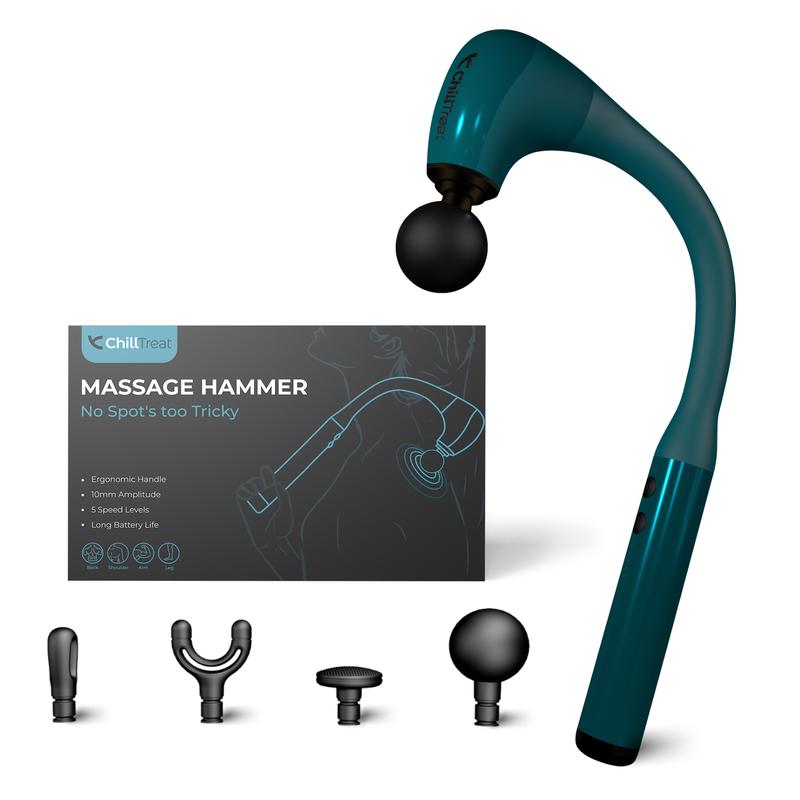 ChillTreat Massage Hammer with Extended Handle U-Shaped, Handheld Deep Tissue Muscle Massager for Back Pain Relief Body Care Therapy Comfort