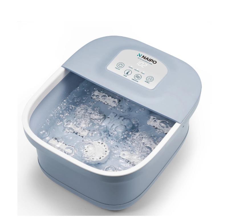 Naipo Foot Spa Bath Massager with Fast Heating, Rich Bubble, Vibration, Rollers, Lower Noise - Blue