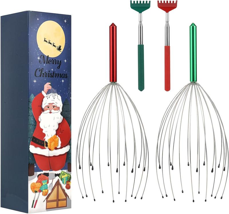 20 Fingers Scalp Massager, Head Scratcher Back Massage for Body Stress Relax, Stocking Stuffers for Men Women Adults, with Christmas Gift Box