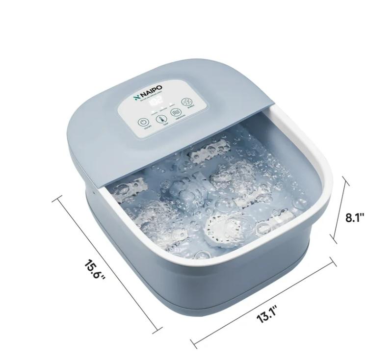 Naipo Foot Spa Bath Massager with Fast Heating, Rich Bubble, Vibration, Rollers, Lower Noise - Blue