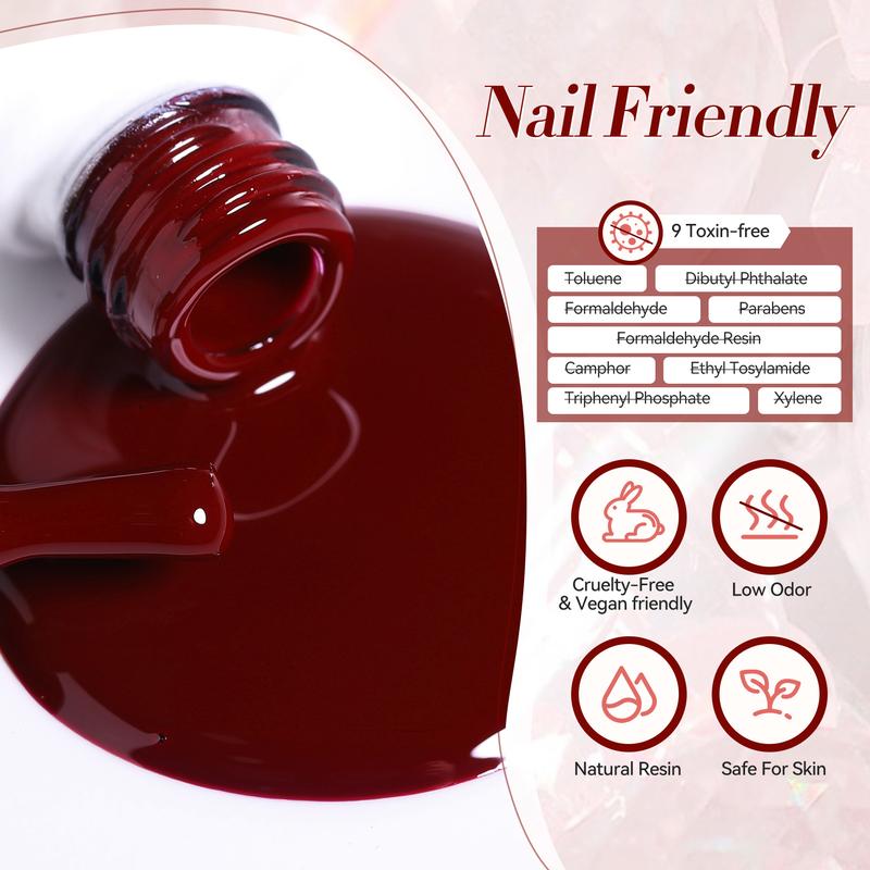 BORN PRETTY Red Gel Nail Polish Set Dark Burgundy Wine Red Gel Polish Bloody Mary Collection Popular Shimmer Glitter Red Nail Gel Soak Off U v LED Gel Nail Art Design Minicure DIY Christmas Gift