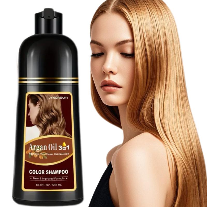 Blonde Brown Hair Dye 16.9 Fl Oz, Argan Oil Blonde Brown Hair Shampoo, 3 in 1 Hair Dye Shampoo, Easy To Use, Semi-Permanent  Color Shampoo, Haircare