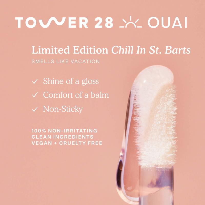 OUAI x Tower 28 Lip Jelly - Chill In St. Barts Scent, Gloss and Balm Hybrid