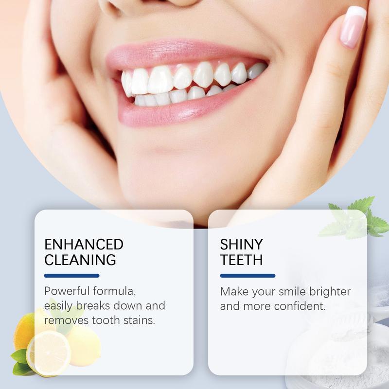 Teeth Whitening Tooth Cleansing Powder Teeth Whitening and Fresh Breath Removing Yellow Teeth Stains and Plaque Cleansing Tooth Powder