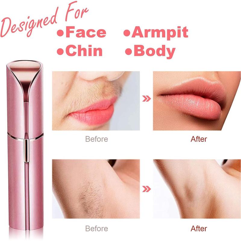 Facial Hair Removal for Women, Mini Hair Remover, Electric Razor Shaver Portable Bikini Epilator for Lips, Chin, Armpit, Peach Fuzz, Fingers, Neck, Cheek and USB Rechargeable (Pink)