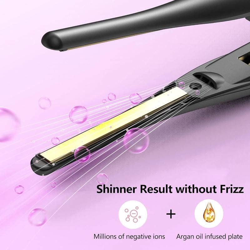 Small Flat Irons for Short Hair, 5s Ultra Fast Heat Up Pencil Flat Iron, Negative Ions Mini Flat Iron for Edges, 3 10'' Travel Mini Hair Straightener with Digital Temp Control, Easy to Use