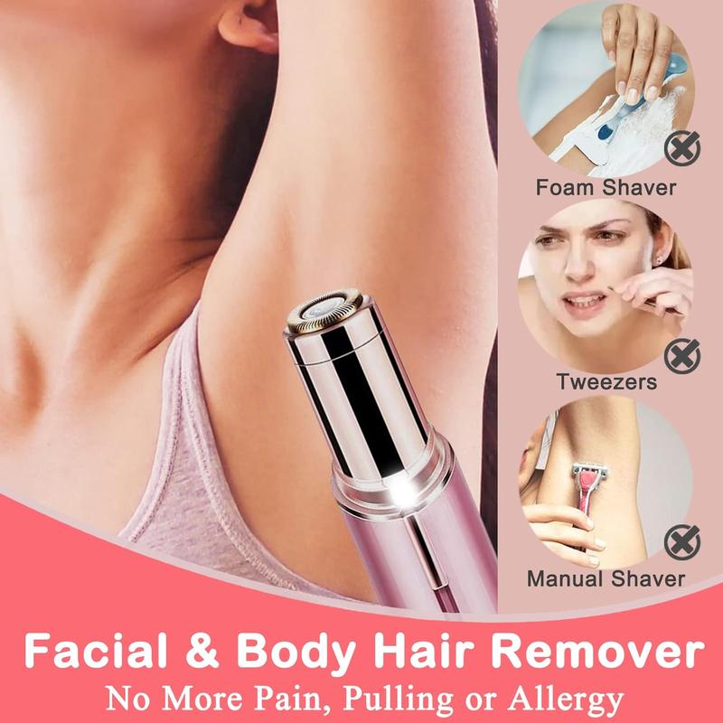 Facial Hair Removal for Women, Mini Hair Remover, Electric Razor Shaver Portable Bikini Epilator for Lips, Chin, Armpit, Peach Fuzz, Fingers, Neck, Cheek and USB Rechargeable (Pink)