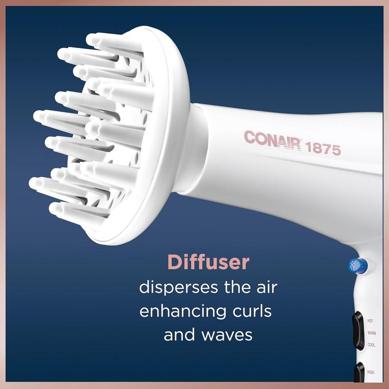 Double Ceramic Hair Dryer with Diffuser | Blow Dryer with Ionic Conditioning | Includes Diffuser and Concentrator |