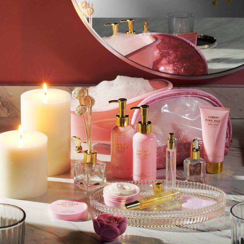 Luxe Pink Rose Bath and Body Set - 18Pc Birthday Gifts Spa Kit