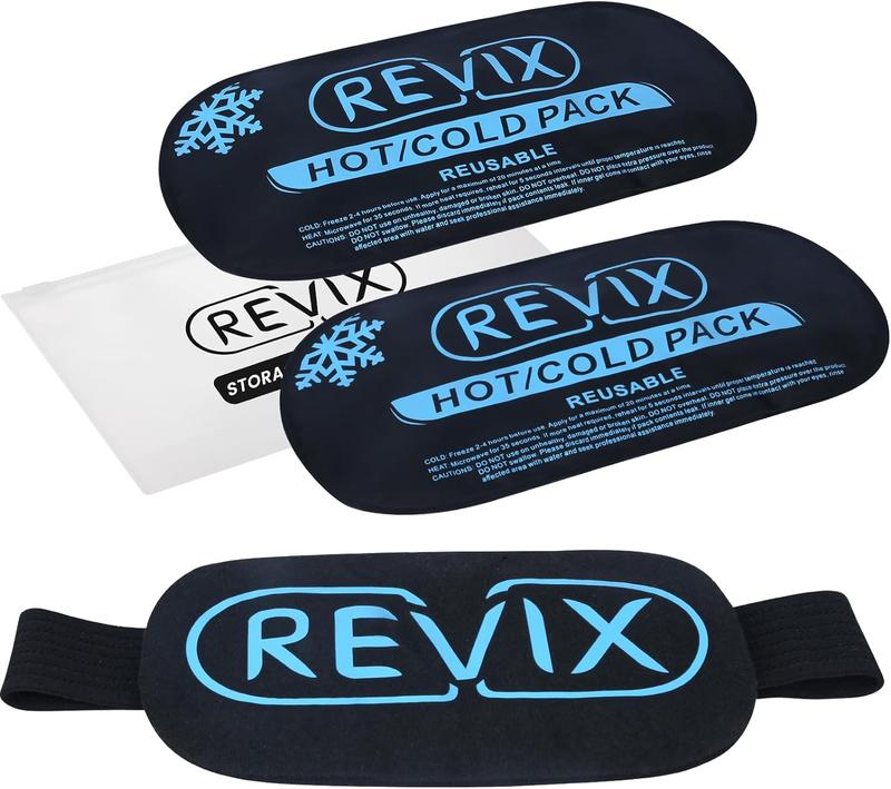 REVIX Reusable Gel Ice Packs A Set of 2 with 26'' High Elastic Straps, Support Sports Recovery, Rotator Cuff, Knees, Elbows, Neck, Back & More