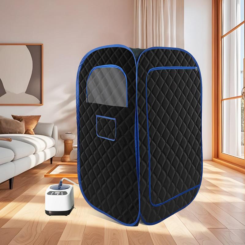 Portable Folding Full size Steam Sauna with 1000W&2.2L steam Generator. Personal Sauna Tent for Relaxation & Spa at home. Fast heating. Folding Steel Rim, it's easy to install, with FCC certification.