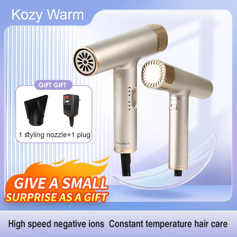 KozyWarm Whisper Quiet Lite Ionic Hair Dryer- Ultra Low Noise at 50db, Deep Penetration, Fast Drying, Lightweight & Portable, 4 Temps & 3 Speeds, 8.2 Ft Cord