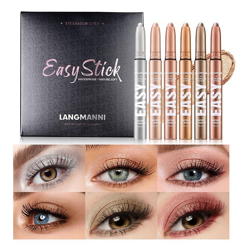 Long Lasting Eyeshadow Pen, 6 Counts set Matte & Glitter Eye Shadow Pen, High Pigmented Eye Shadow Pen for All Styles and Occasions