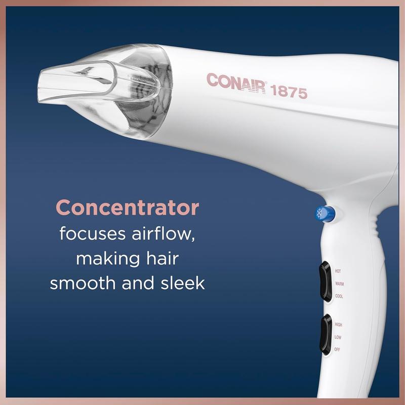 Double Ceramic Hair Dryer with Diffuser | Blow Dryer with Ionic Conditioning | Includes Diffuser and Concentrator |