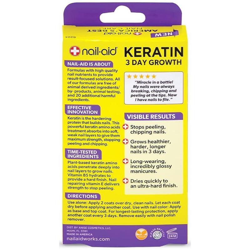 Keratin 3 Day Growth Nail Treatment & Strengthener, Clear, 0.55 Fl Oz