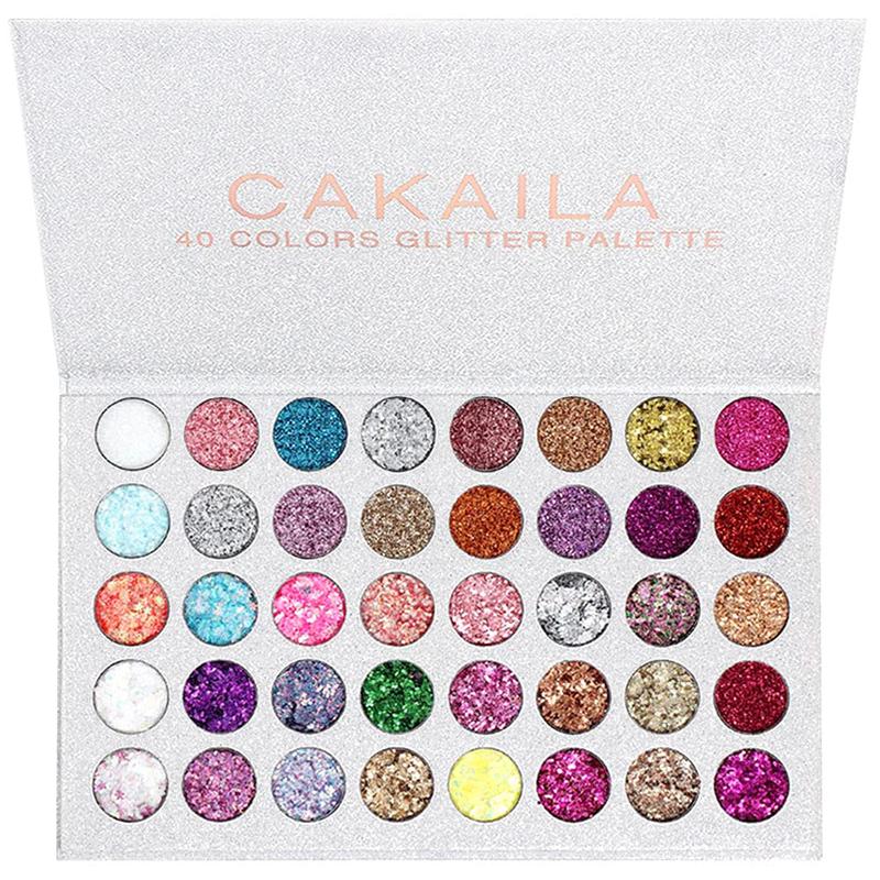 40 Colors Glitter Eyeshadow Makeup Palette for Women Black and White Glitter Thick Eyeshadow Powder Pink Glitter Glue Hydrogel Eyeshadow