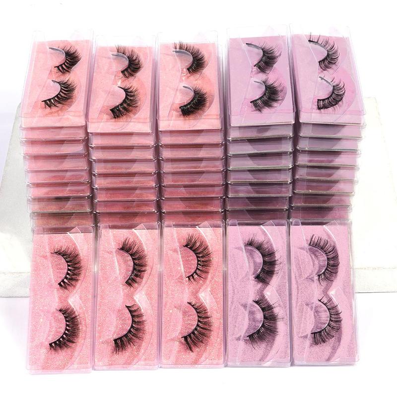 5 Styles Natural Cross Full False Eyelashes Lash Clusters, 50 Pairs Fluffy Slim Faux Cluster Lashes, Volumized False Eyelashes for Women and Girls Eye Makeup Enhancement