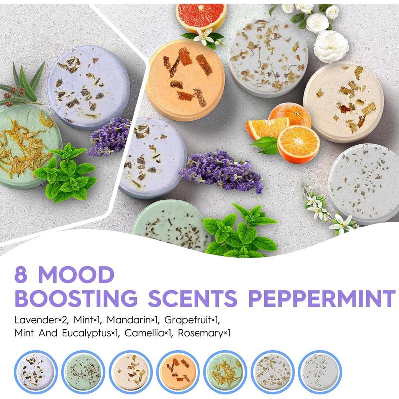 Aromatherapy 8 Pack Gifts for Women, Men, Mom, Teen Lavender Natural Essential Oil Home Spa Self Care Relaxation Stress Relief Shower Bombs Birthday Gifts Stocking Stuffers