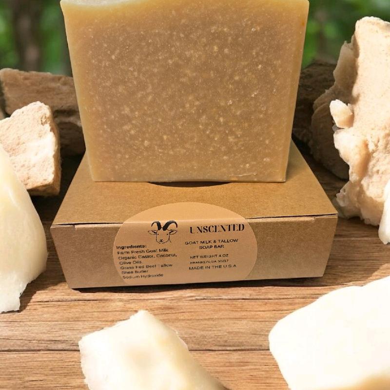 Unscented Grass-fed Beef Tallow and Goat Milk Soap for Sensitive Skin - Body Care