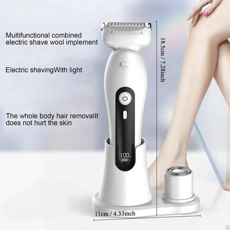 Multifunctional Electric Shaver, 1 Set Waterproof Wet & Dry Use Electric Shaver with Replacement Heads, Body Hair Trimmer for Women, Christmas Gift